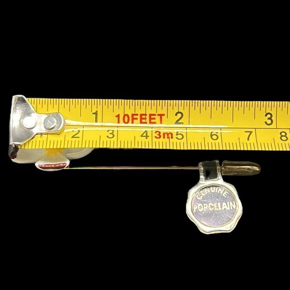 Vintage Jewelry Set Clip-on Earrings Straight Lapel Pin Porcelain Flowers - Picture 11 of 11